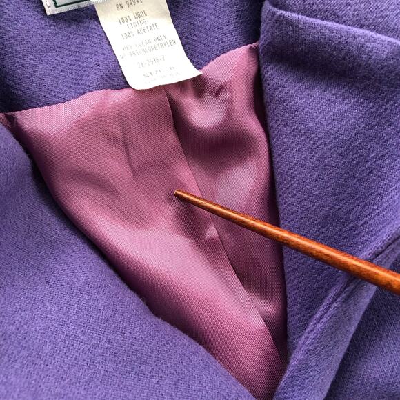 Vintage Stephanie Andrews 100% Wool Blazer Jacket Purple SZ 6 Small USA 90s Y2K - Picture 3 of 8